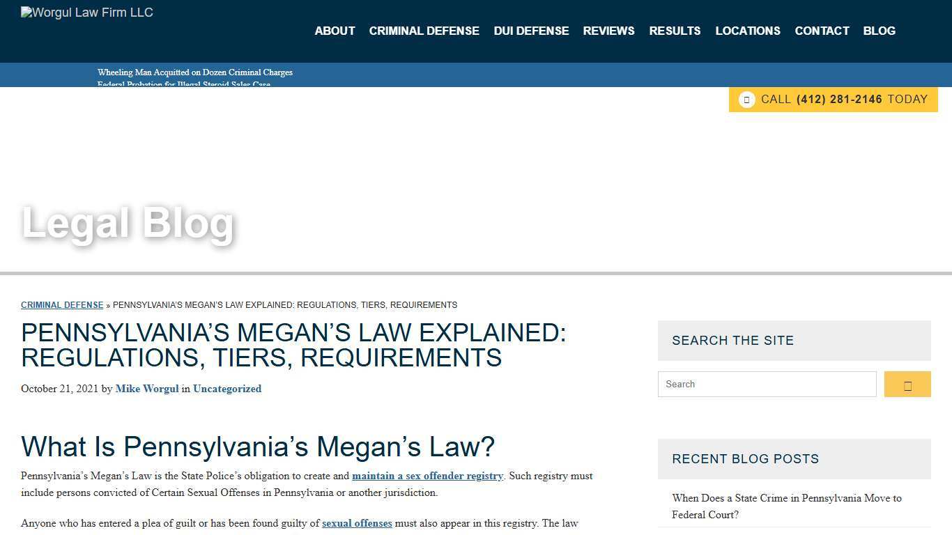 What is Megan's Law in Pennsylvania? Free Consults