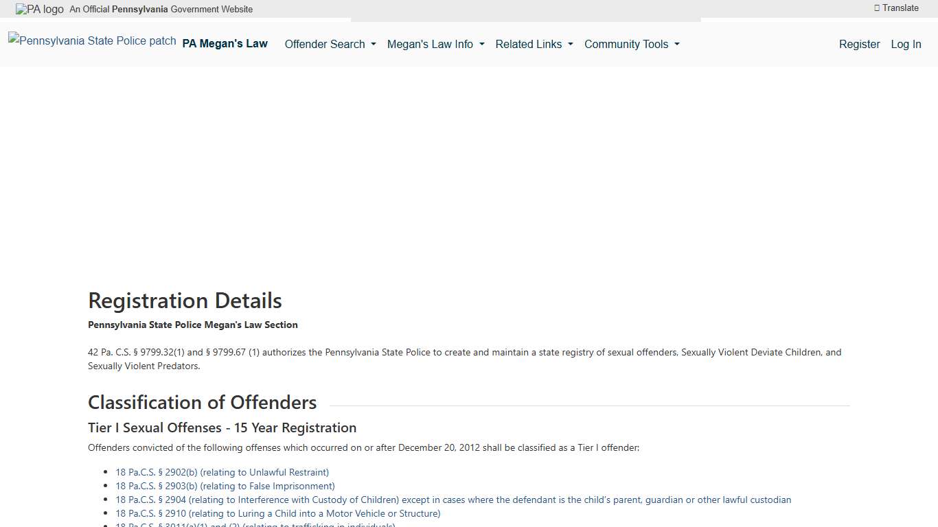 Registration Details - Megan's Law Public Website